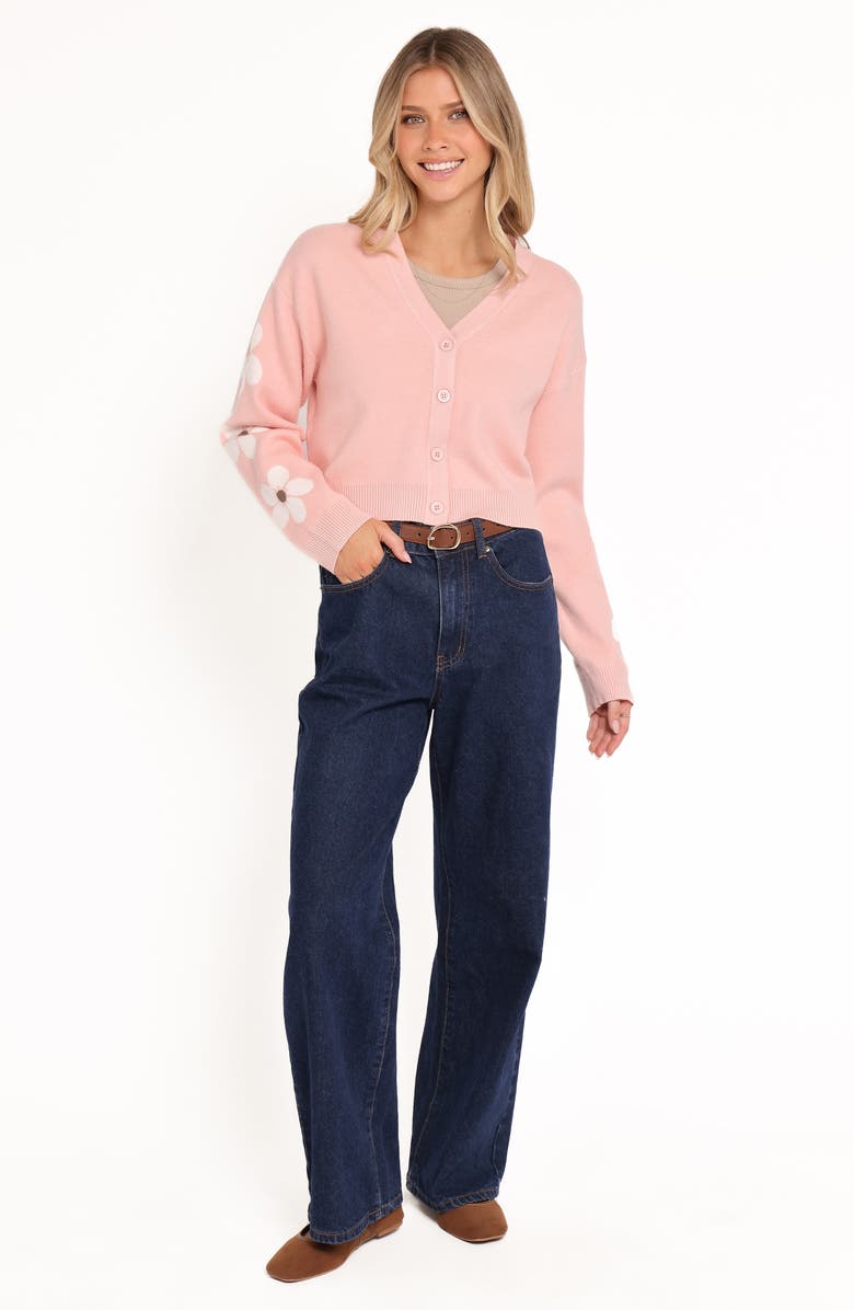 Petal & Pup Lantana Flower Sleeve Crop Cardigan, Alternate, color, Pink