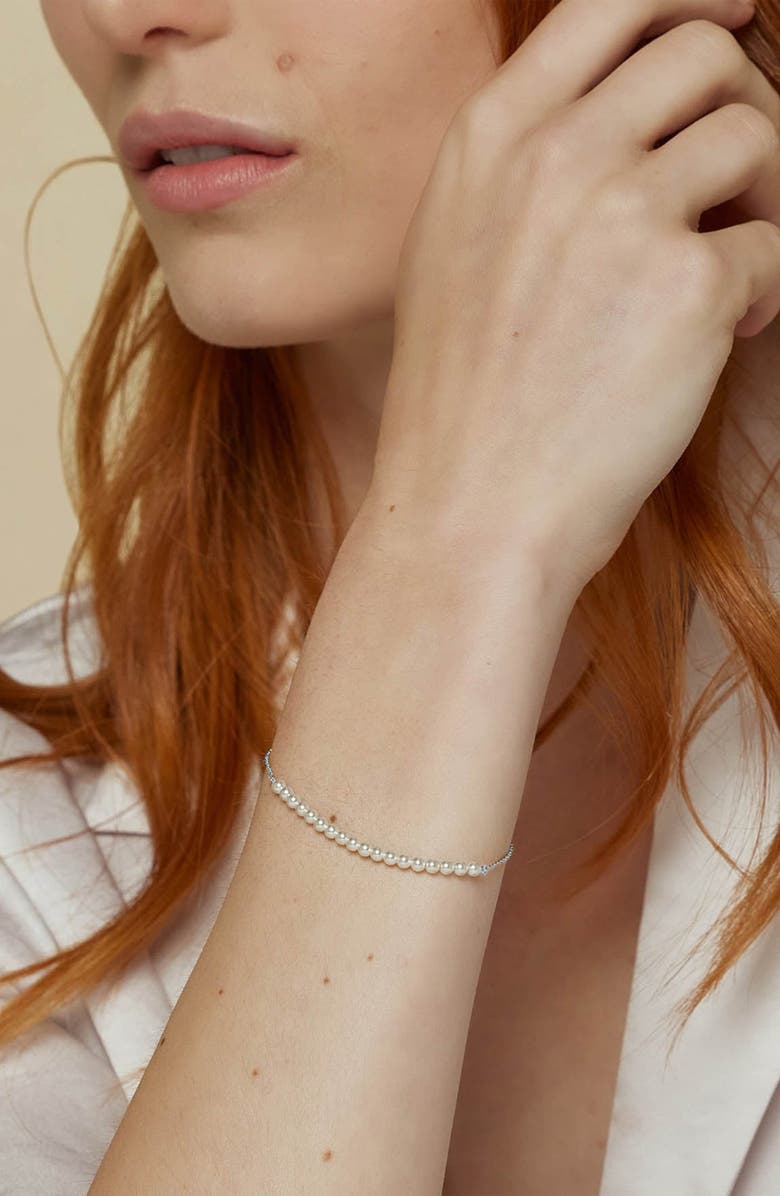 Bearfruit Jewelry Sterling Silver 18k Gold Plated Rosalie Pearl Bracelet Minimalist Trendy, Alternate, color, Silver