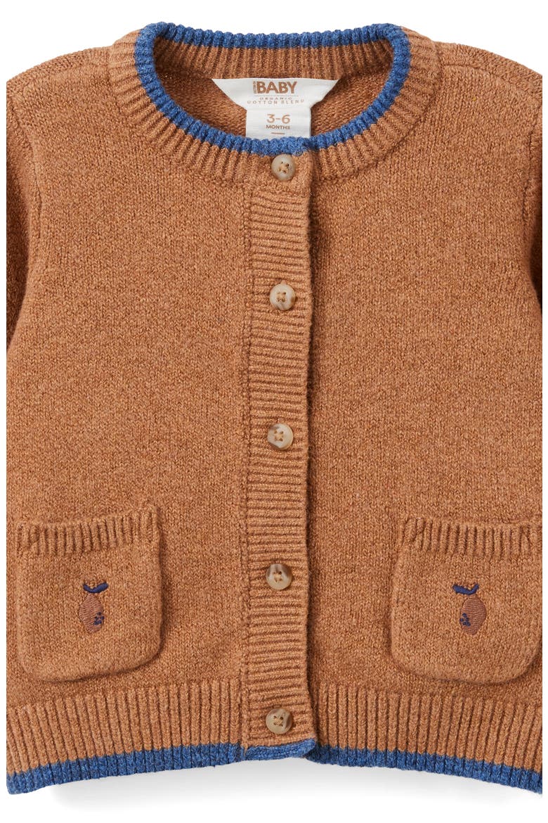 Baby Organic Blend Knit Cardigan, Alternate, color, Fudge Marle
