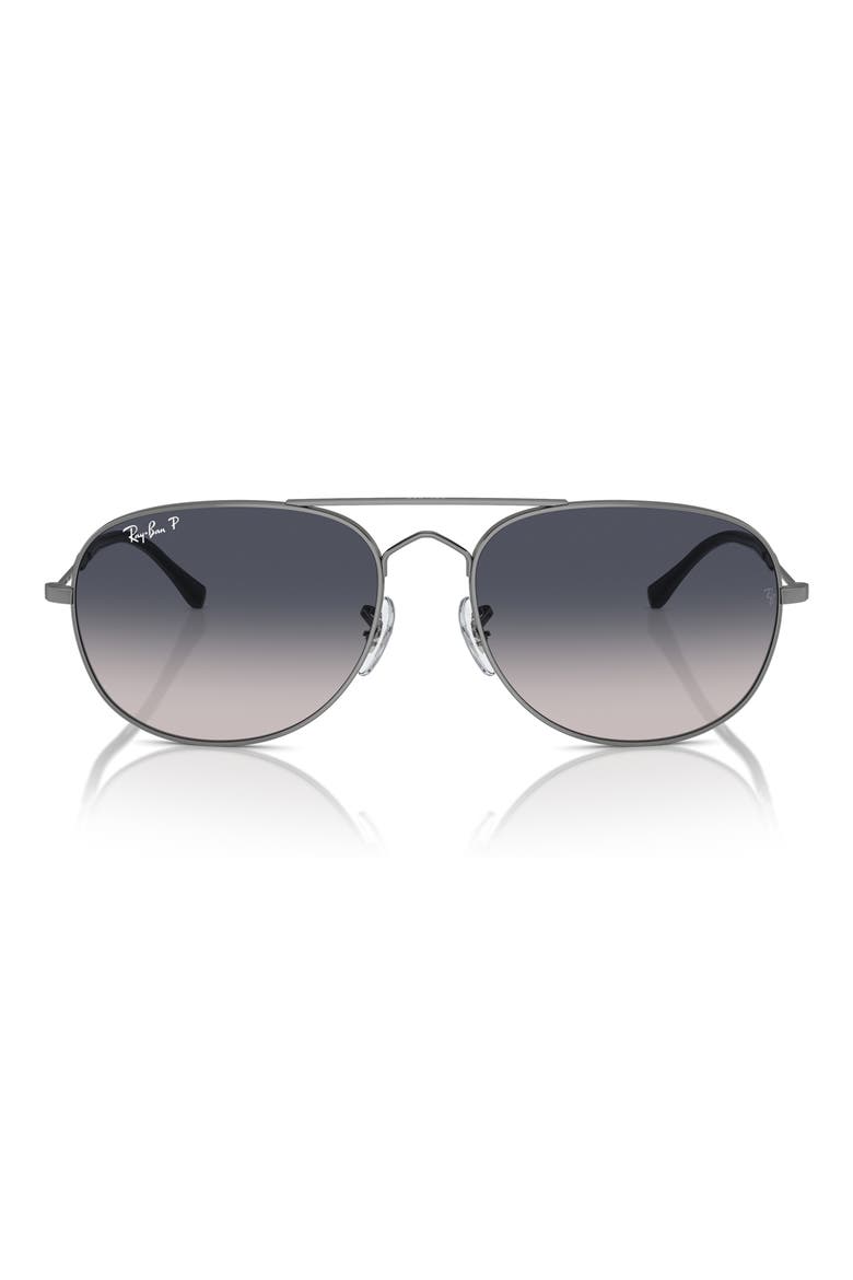 Bain Bridge 57mm Gradient Polarized Aviator Sunglasses, Main, color, GUNMETAL