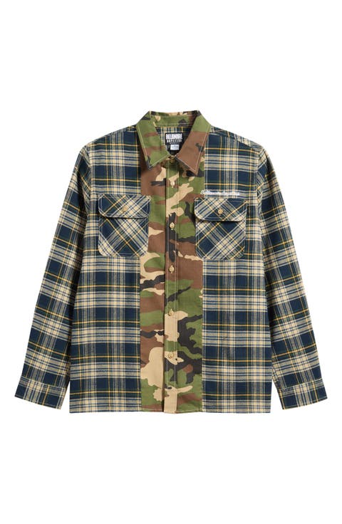 BB Wanderlust Plaid & Camo Cotton Button-Up Shirt