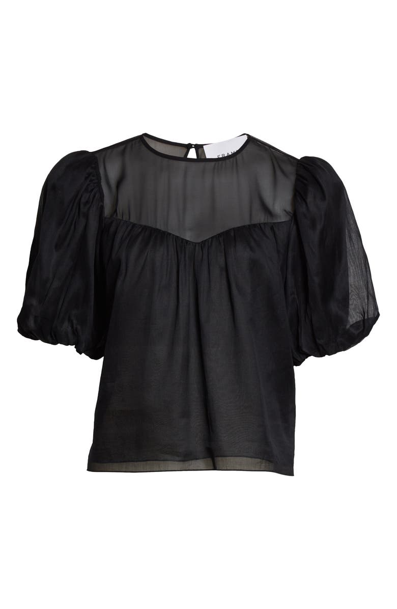 FRAME Sheer Inset Silk Organza Top, Alternate, color, 
