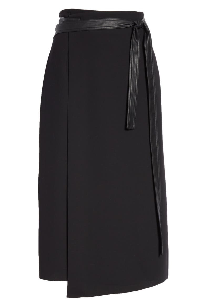 Belted Wrap Skirt, Alternate, color, BLACK