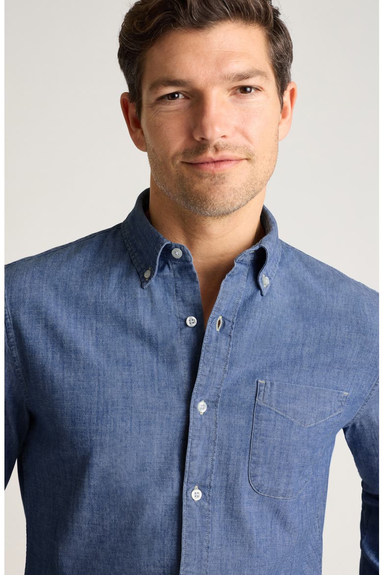 Everyday Slim Fit Cotton Chambray Button-Down Shirt, Alternate, color, LIGHT WASH