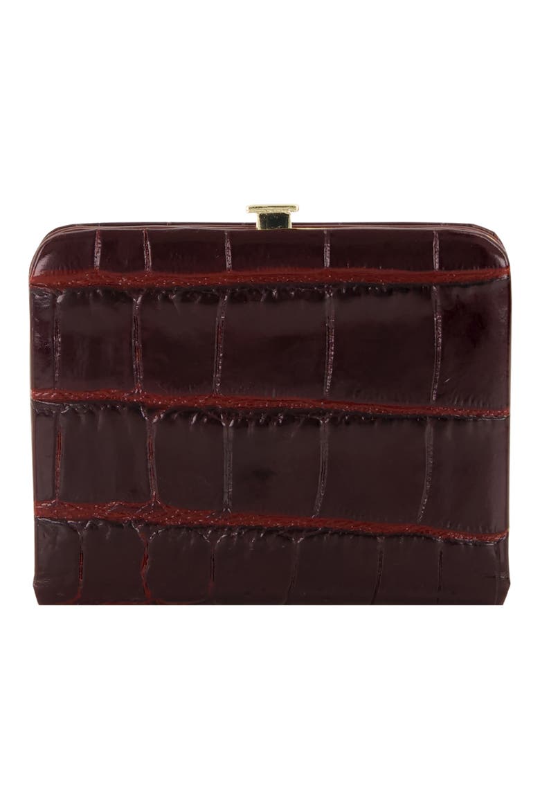 Croc Embossed Small Frame Wallet, Alternate, color, BLACK ROSE
