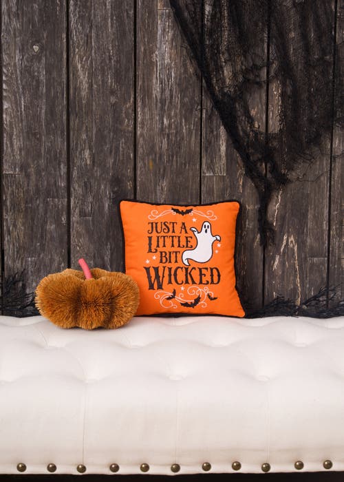 C & F Home C&f Home Ghost Embroidered 100% Cotton Halloween Mini Accent Throw Pillow 10" X 10" In Orange