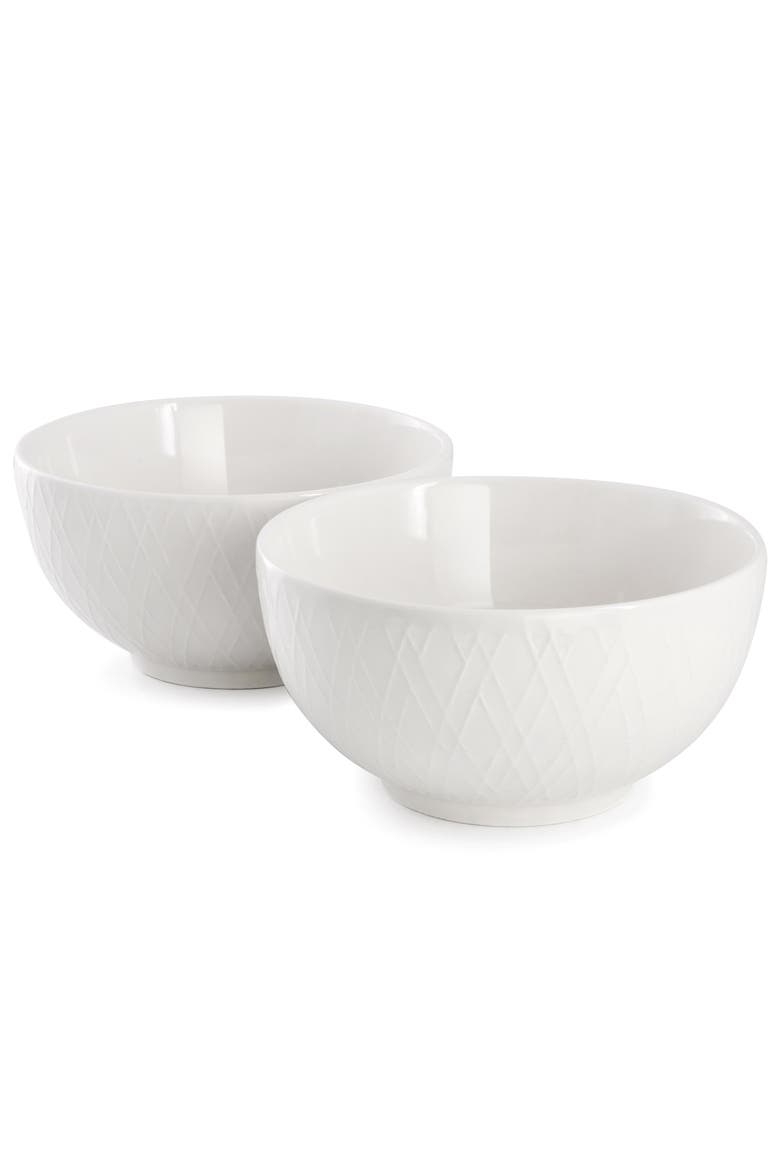 2 Piece Fine Ceramic 6in Cereal Bowl Set in White, Alternate, color, White