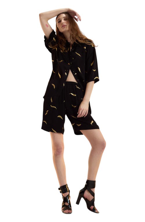 Cynthia Rowley Blake Camp Shirt In Black