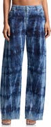 Avec Les Filles Tie Dye Mid Rise Curved Wide Leg Jeans
