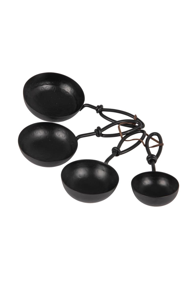 Hammered Stainless Steel Scoops, Black, Set of 4, Main, color, Black
