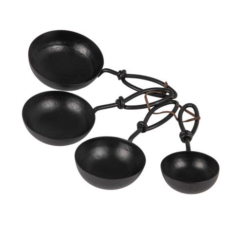 Hammered Stainless Steel Scoops, Black, Set of 4