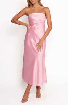 Petal & Pup Ashe Strapless Satin Midi Dress