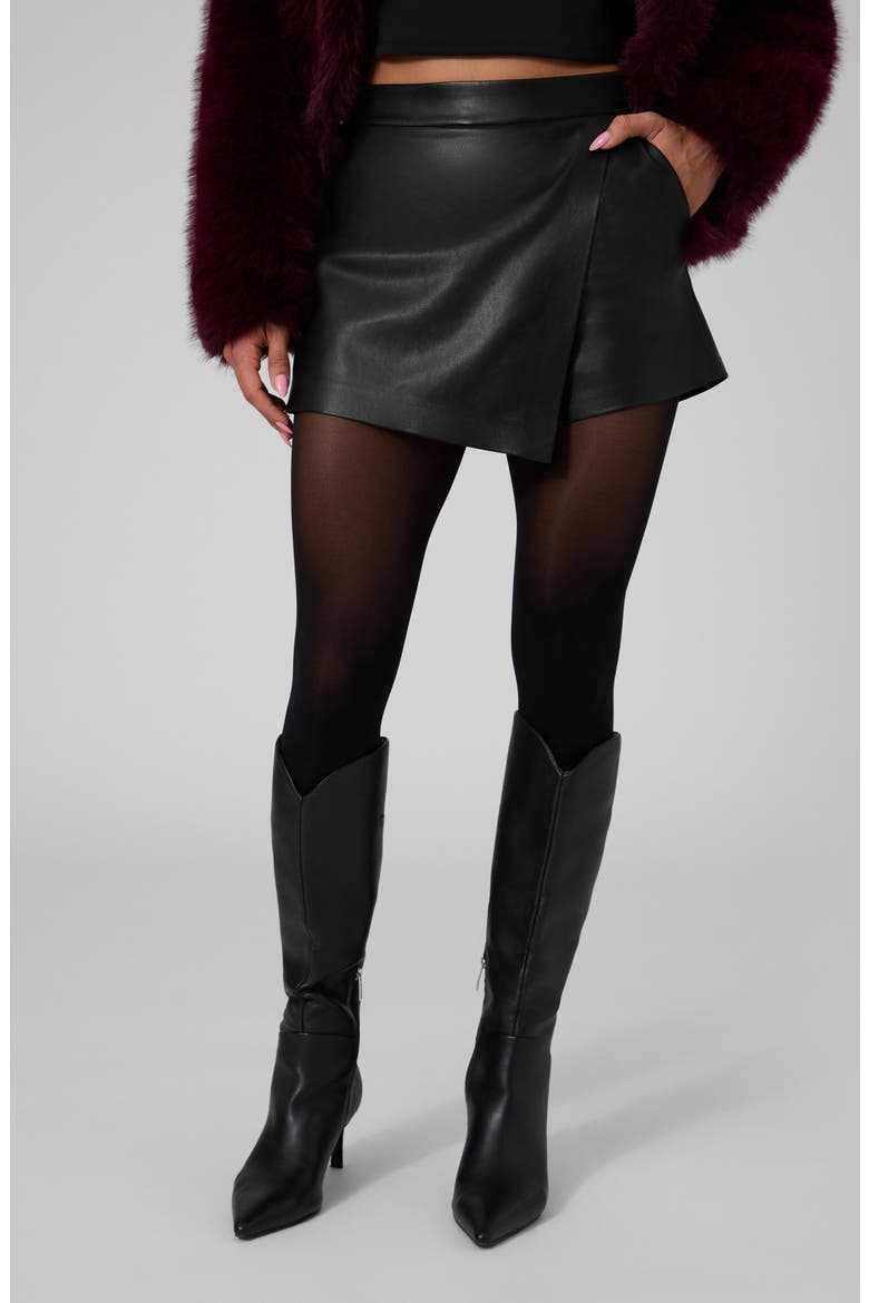 Hayden Faux Leather Skort, Main, color, JBLACK-BLACK