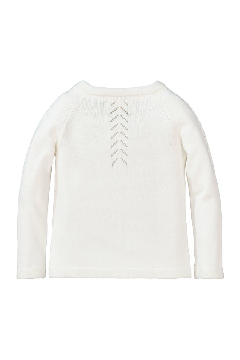 Girls' Organic Cotton Pointelle Yoke Cropped Cardigan, Kids, Alternate, color, Soft White