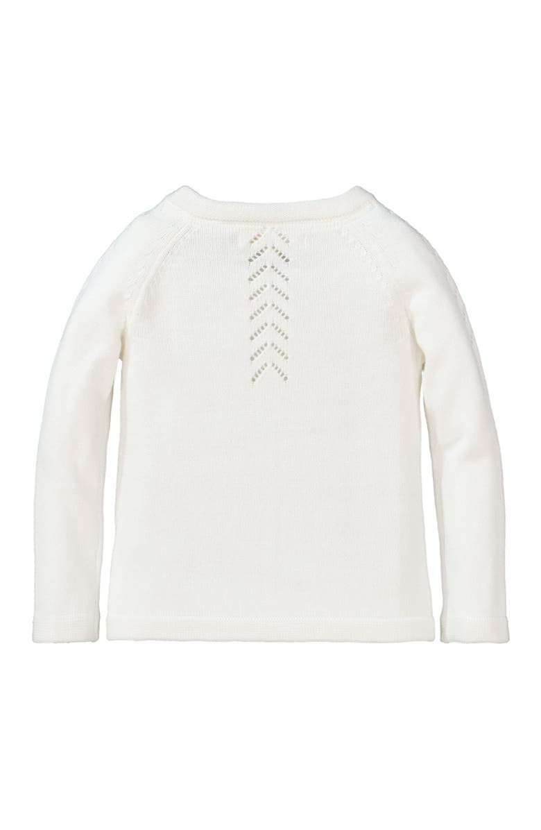 Hope & Henry Girls' Organic Cotton Pointelle Yoke Cropped Cardigan, Kids, Alternate, color, 