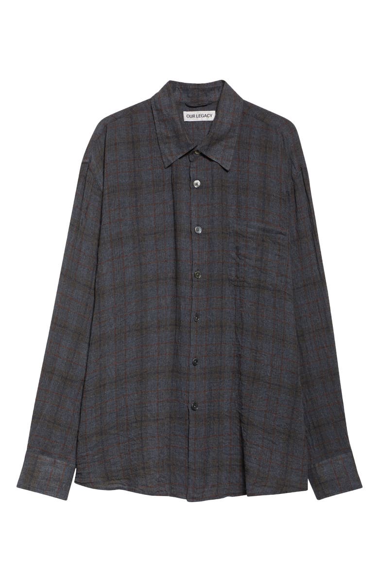 OUR LEGACY Above Plaid Button-Up Shirt, Alternate, color, Bazaar Check Breeze Weave