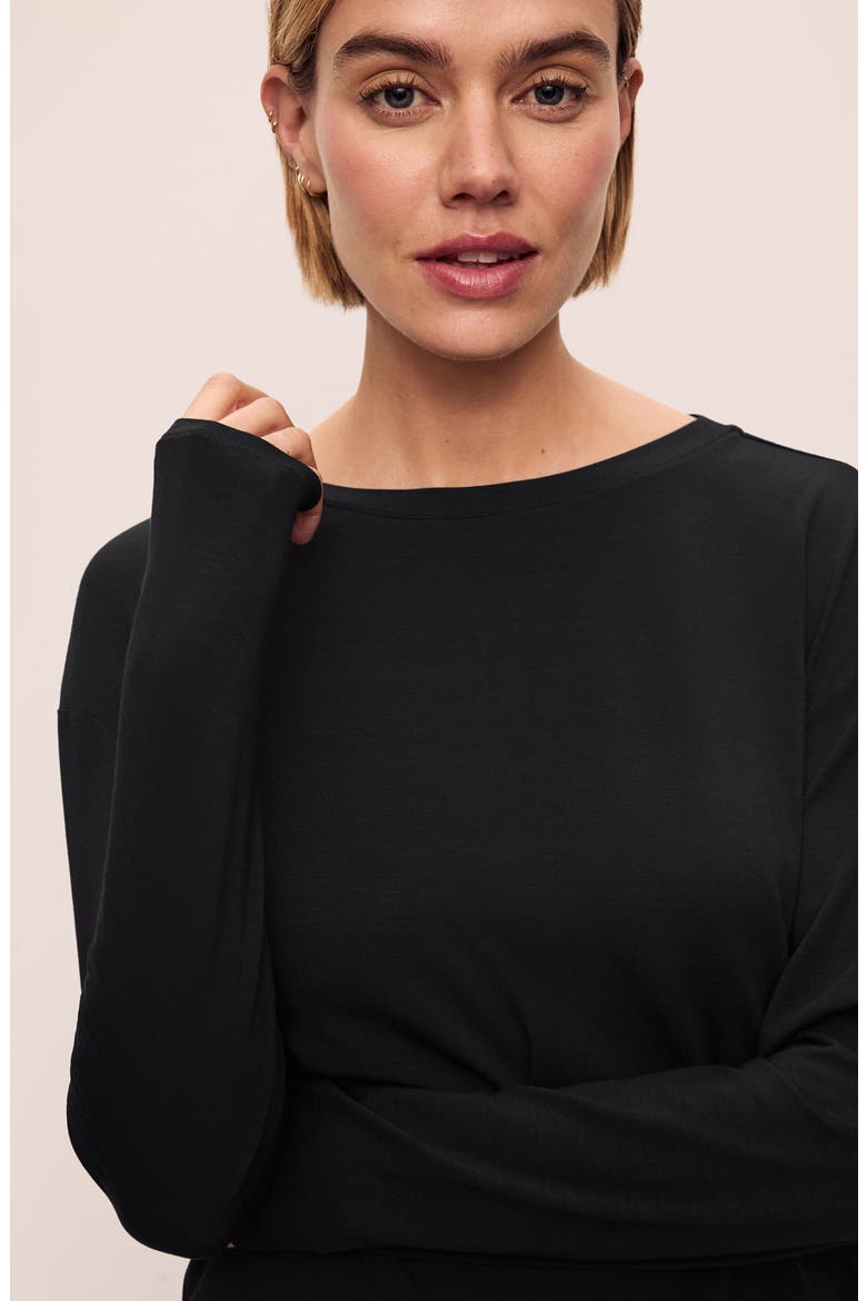 Gisele Stretch Modal Pajama Top, Alternate, color, BLACK