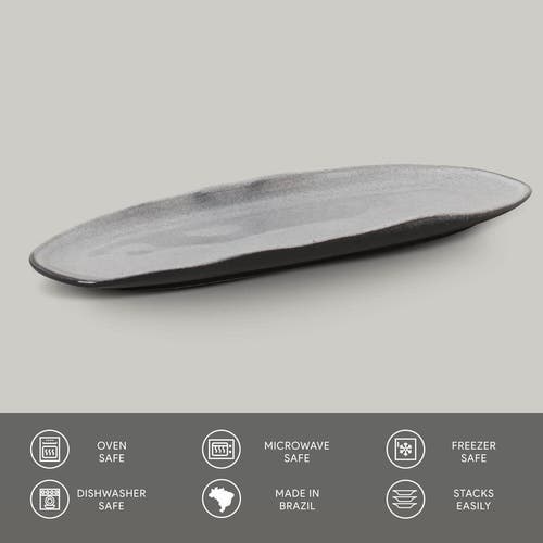 Porto Brasil Shallow Organic Oval Platter Large Set Of 4 In Gray