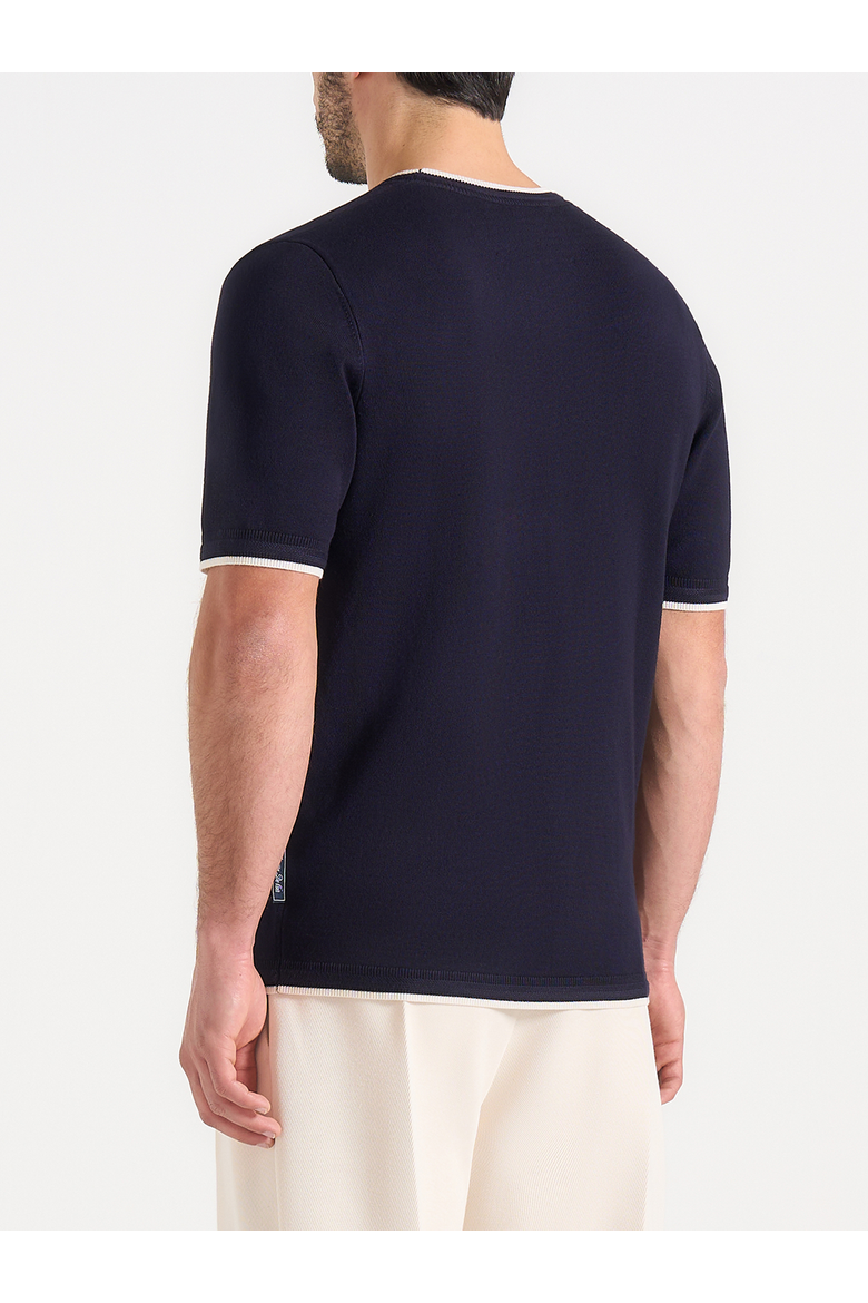 Wyatt Contrast Knit T Shirt, Alternate, color, Navy