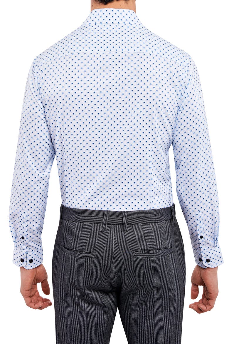 Slim Fit Houndstooth Performance Stretch Dress Shirt, Alternate, color, BLUE