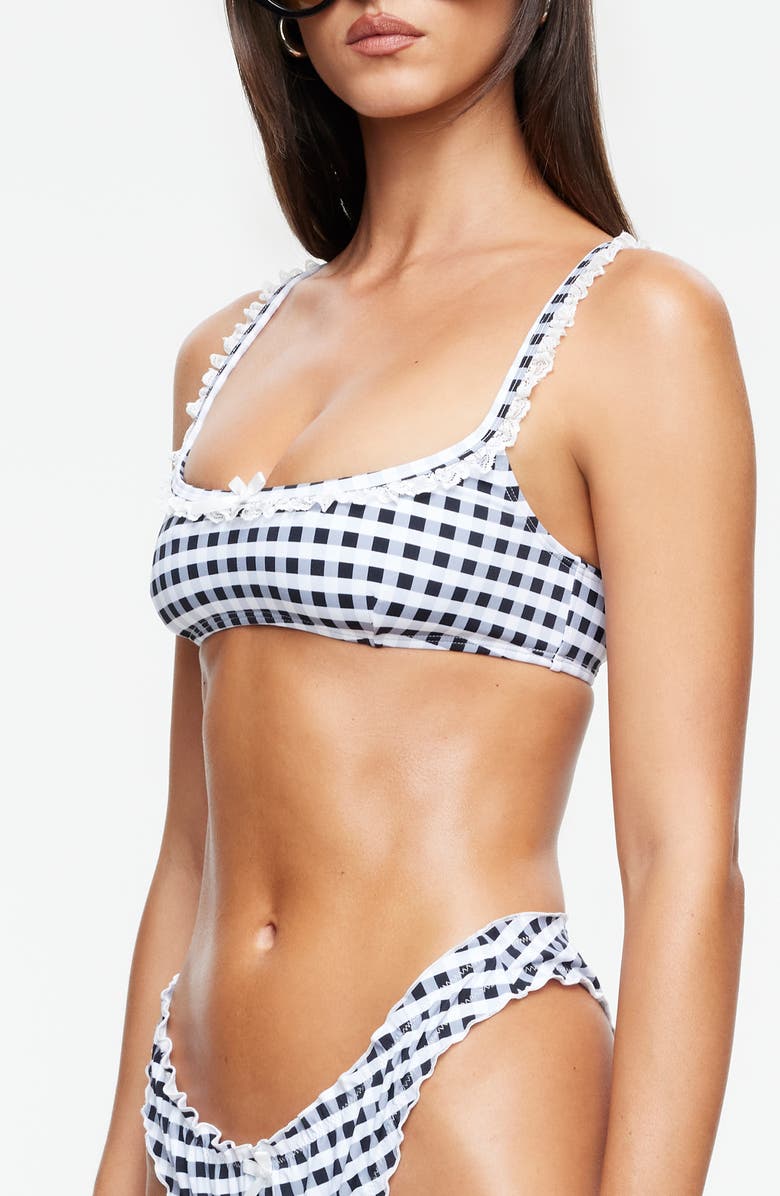 LIONESS Tide Bikini Top, Alternate, color, Noir Check