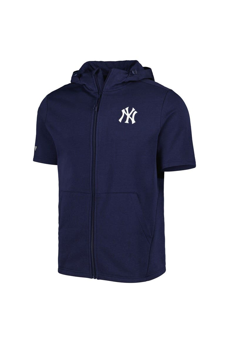 Men's Levelwear Navy New York Yankees Recruit Full-Zip Short Sleeve Hoodie, Alternate, color, Navy