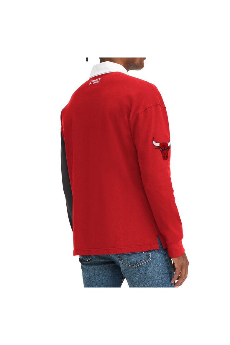 Men's Tommy Jeans Red/Black Chicago Bulls Ronnie Rugby Long Sleeve T-Shirt, Alternate, color, Red