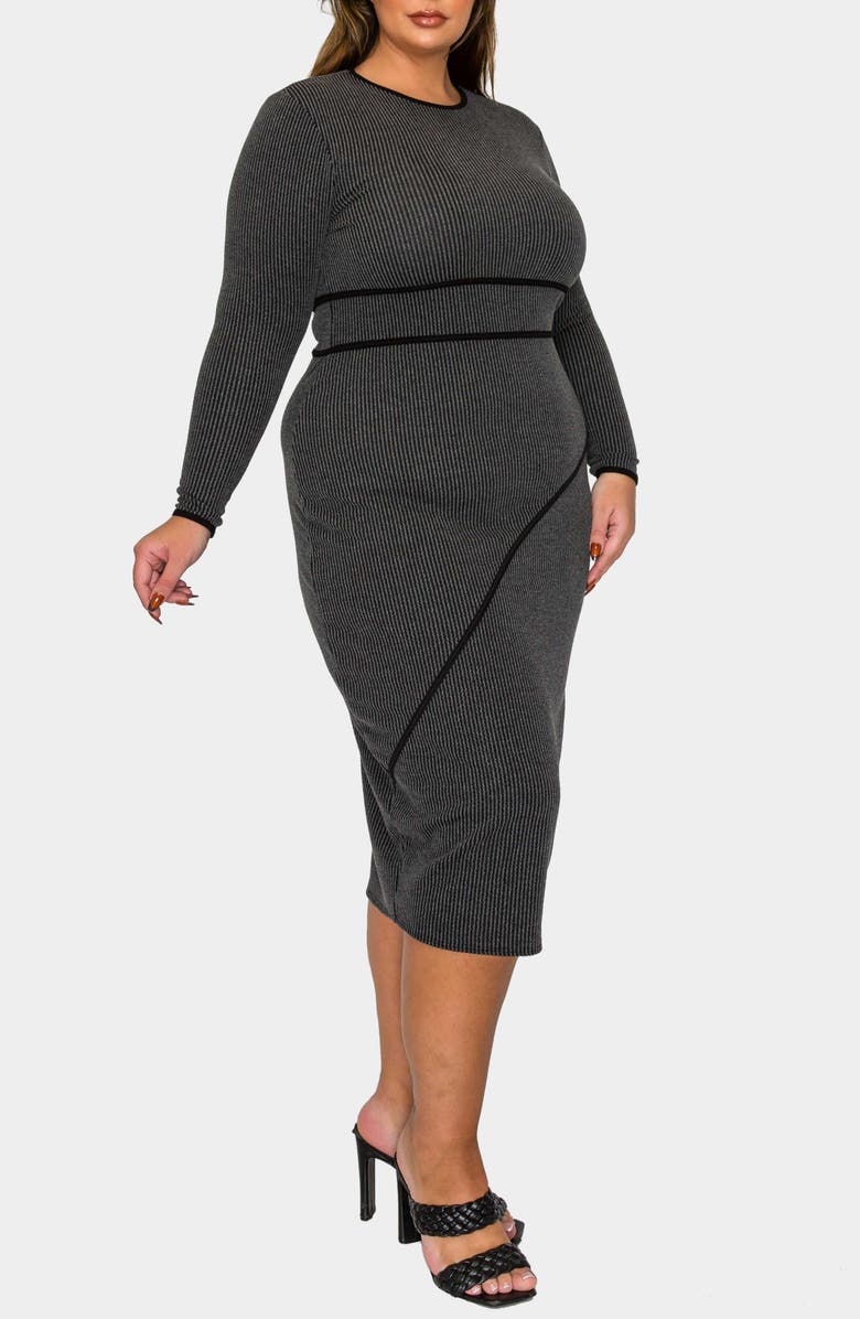 L I V D Elora Rib Sweater Dress, Alternate, color, Charcoal Black