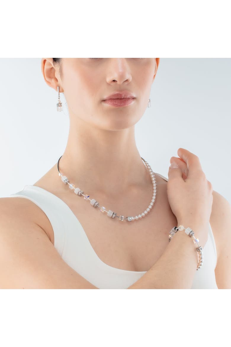 Geocube® Precious Fusion Pearls Necklace, Alternate, color, White