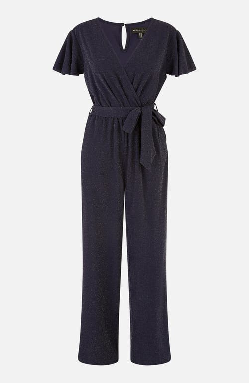 Yumi Sparkle Stretch Wrap Over Jumpsuit In Multi