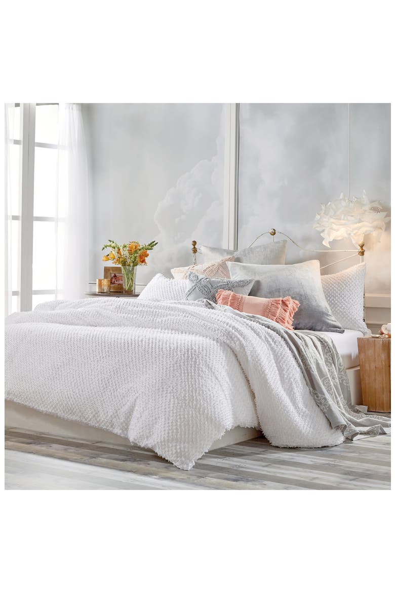 Dot Fringe Comforter & Sham Set, Main, color, WHITE