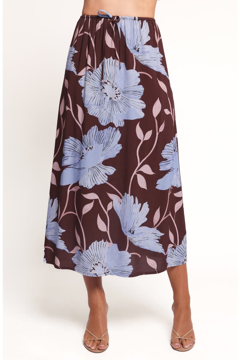 Angie Floral Midi Skirt, Main, color, BLUE POPPIES