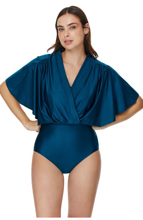 Modest Sleeved Surplice Blouson One Piece