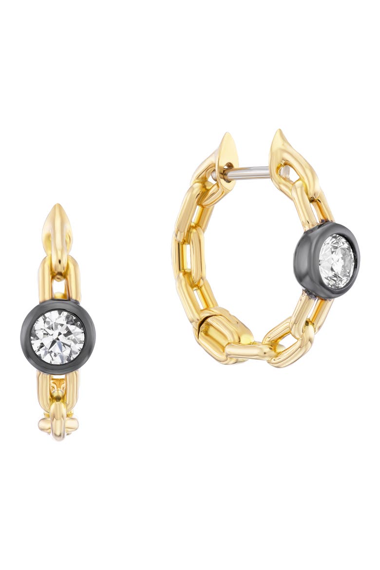 Power Diamond Chain Hoop Earrings, Main, color, YELLOW GOLD
