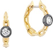 Uniform Object Power Diamond Chain Hoop Earrings