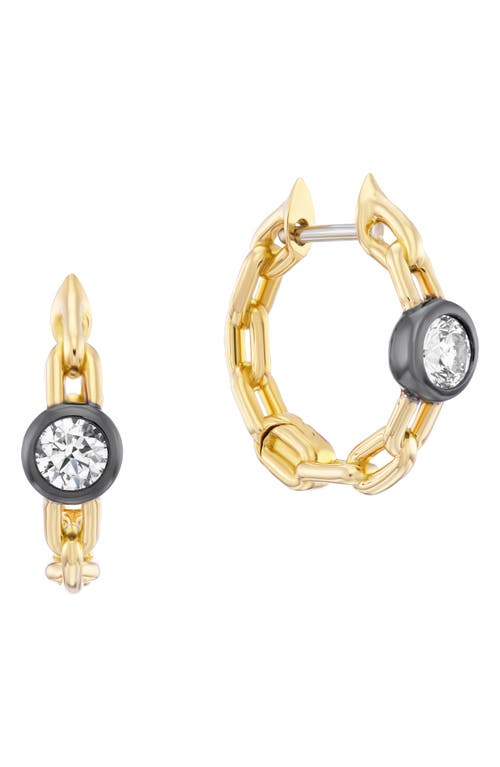 Uniform Object Power Diamond Chain Hoop Earrings In Yellow Gold