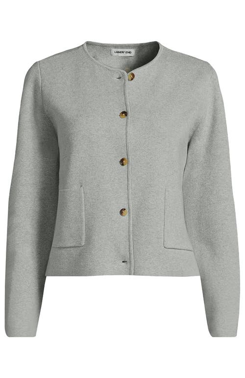 Lands' End Fine Gauge Cotton Milano Blazer Sweater In Gray