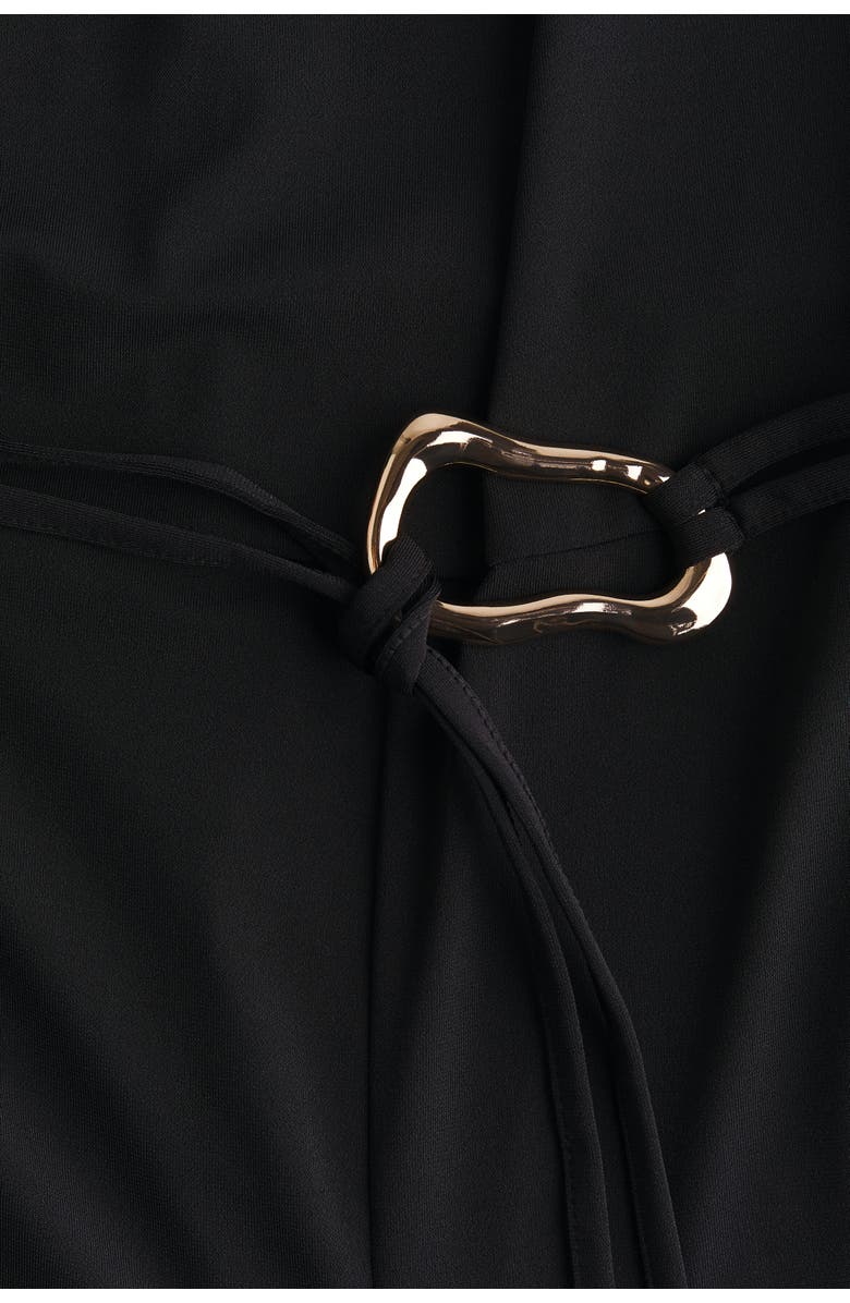 H&M Draped Jumpsuit, Alternate, color, Black