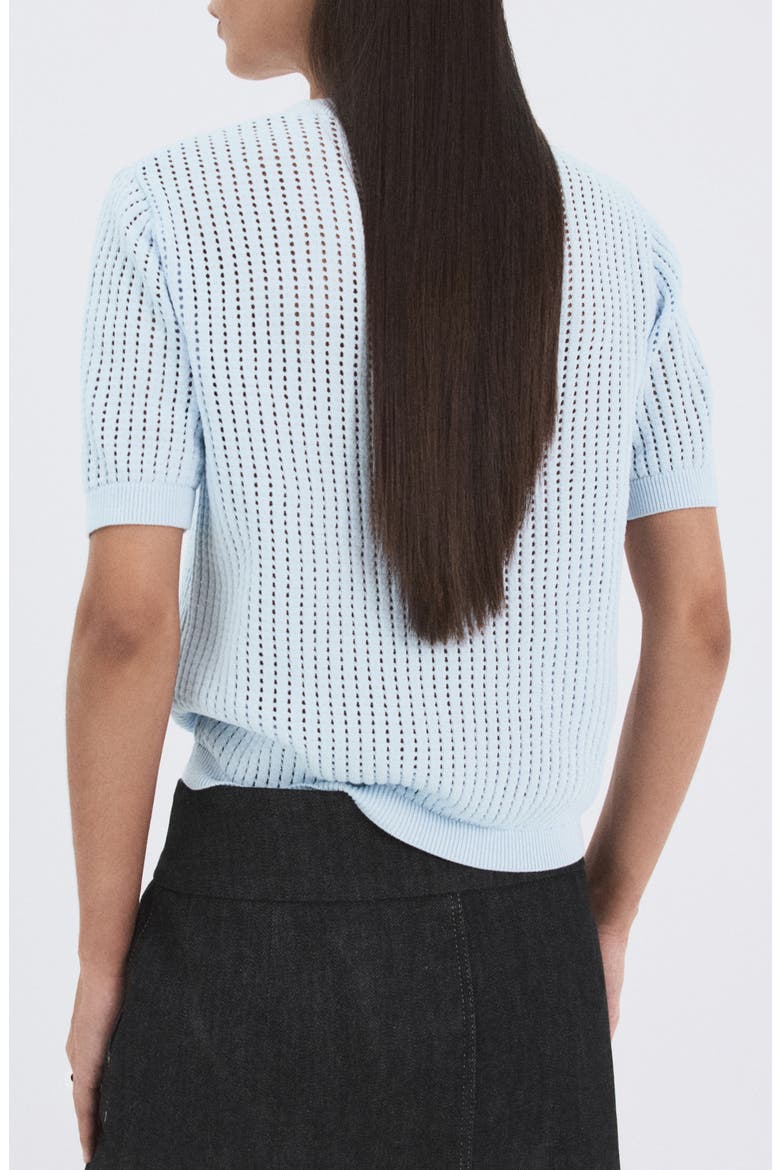 Pera Open Stitch Crewneck Sweater, Alternate, color, SKY BLUE