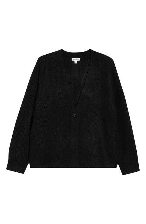 Nordstrom One-button V-neck Rib Cardigan In Black