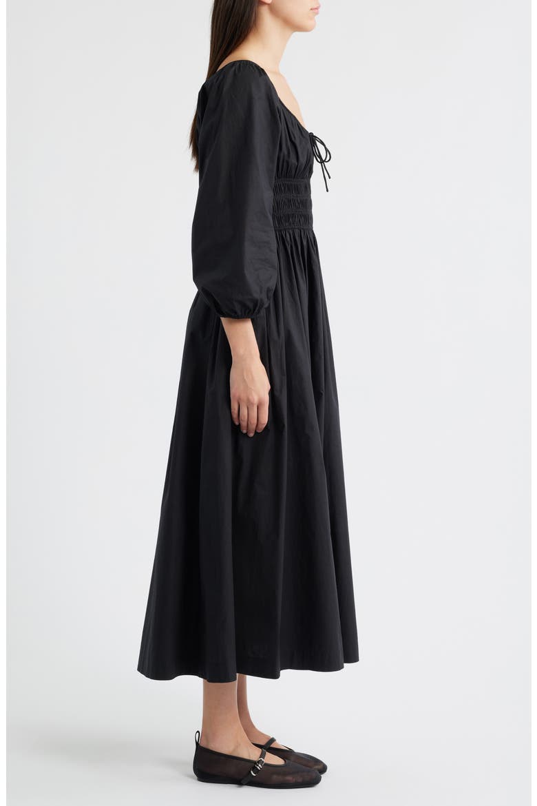 Quintessa Shirred Organic Cotton Maxi Dress, Alternate, color, BLACK