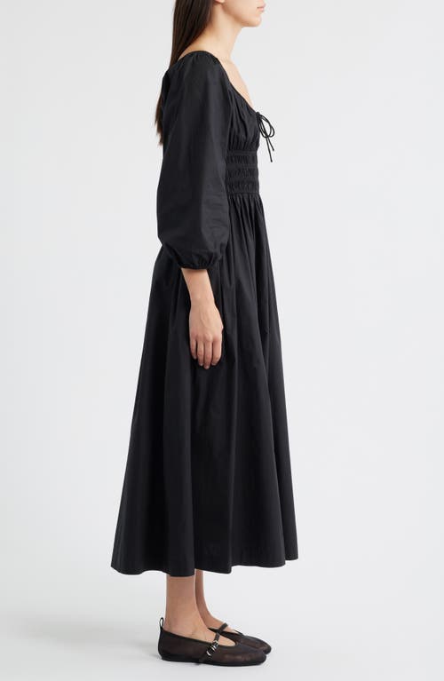 Doen Dôen Quintessa Shirred Organic Cotton Maxi Dress In Black