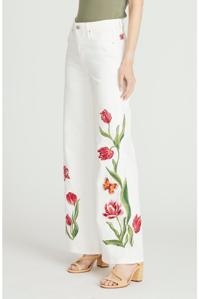 Penelope Embroidered Wide Leg Jeans, Alternate, color, WHITE
