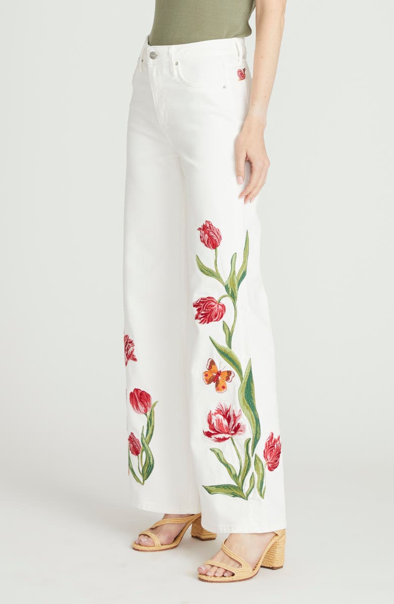 Driftwood Penelope Embroidered Wide Leg Jeans, Alternate, color, White