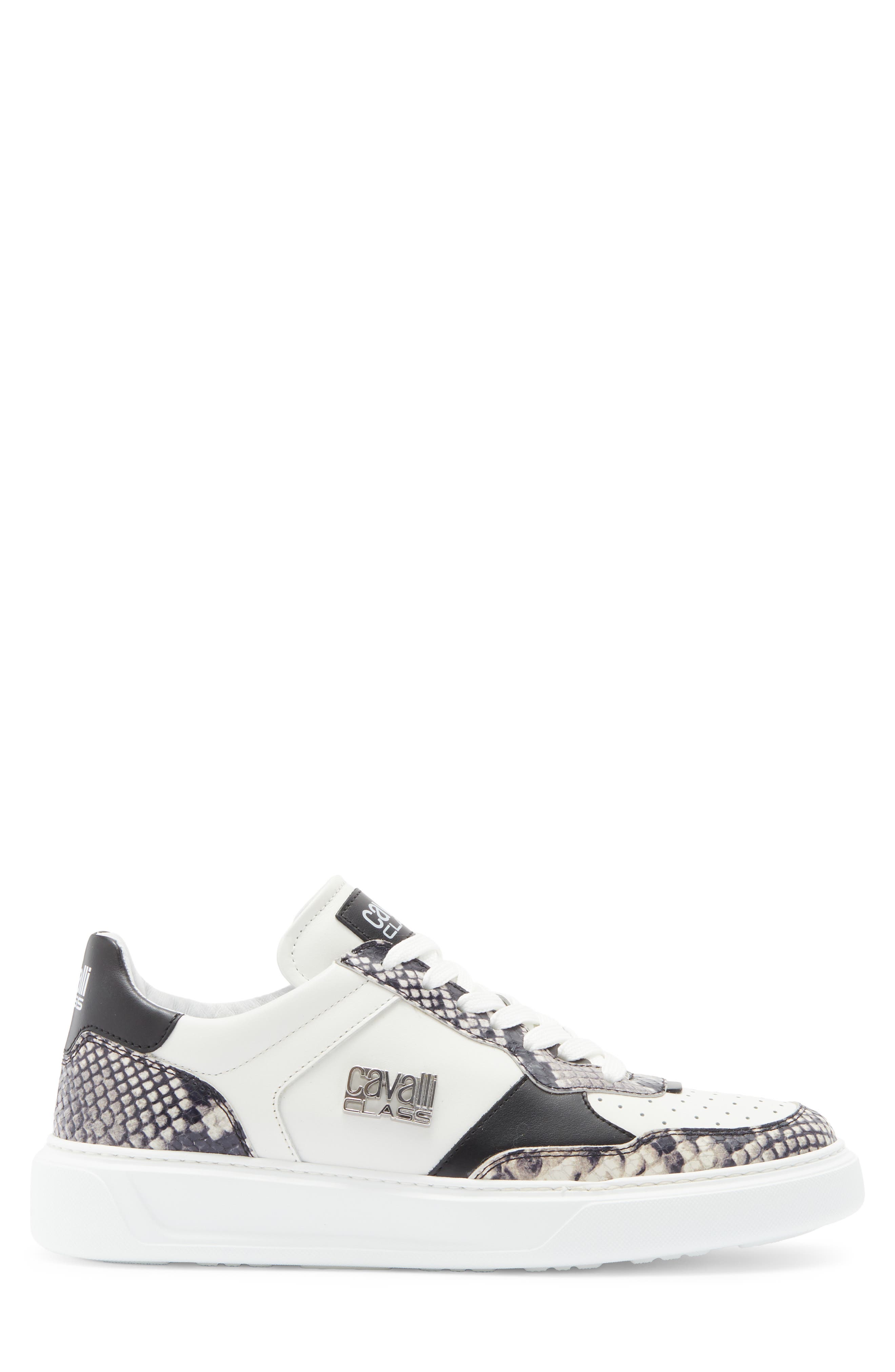 Roberto Cavalli Paneled Leather Sneaker, Alternate, color, White