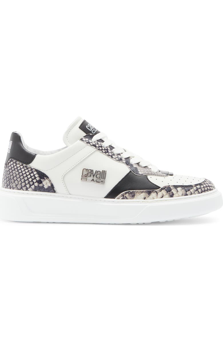 Roberto Cavalli Paneled Leather Sneaker, Alternate, color, White