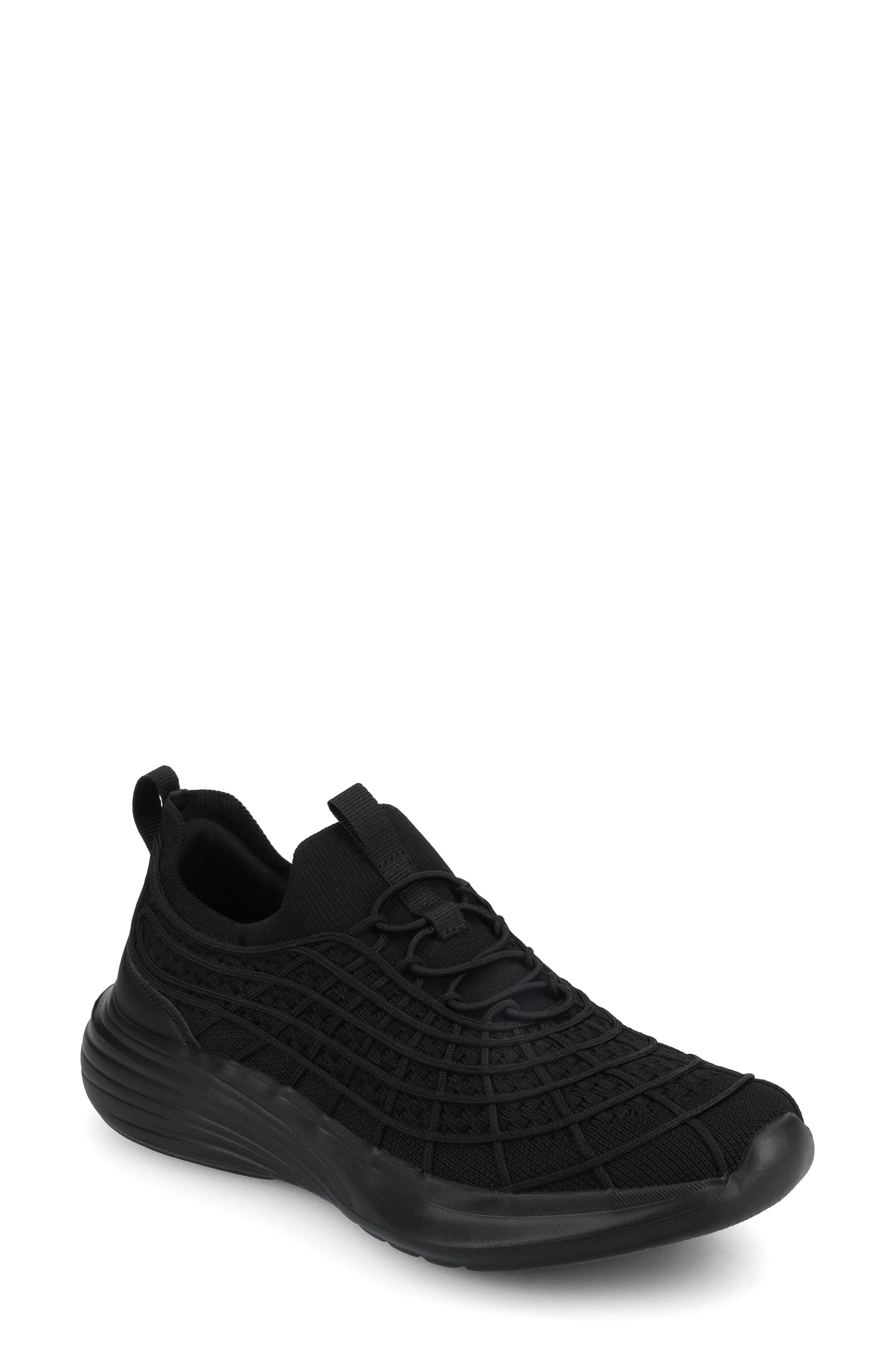 Journee Collection Dasha Knit Sneaker, Main, color, Black