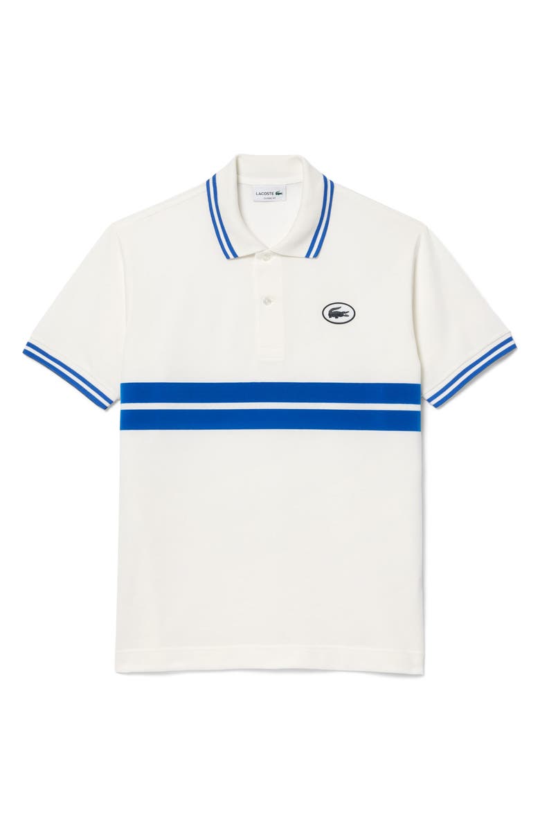Lacoste Classic Fit Stripe Piqué Knit Polo, Alternate, color, Farine/ Ladigue