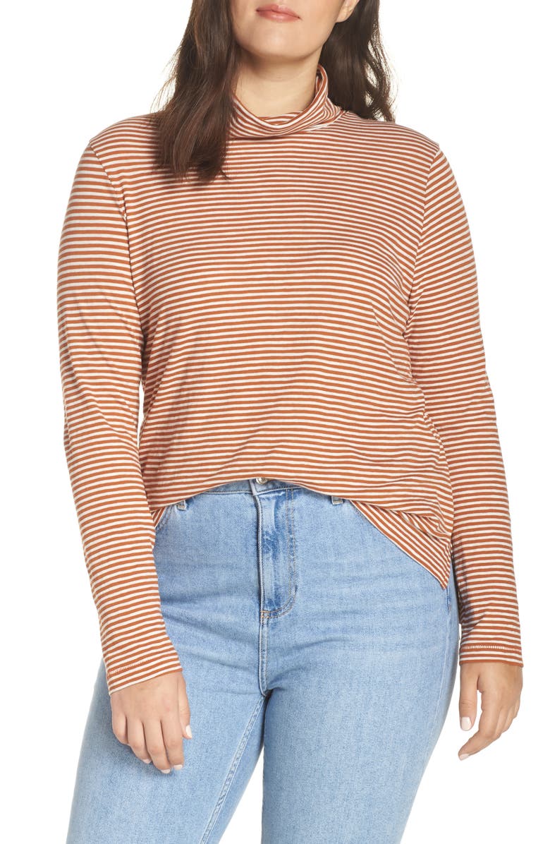 Madewell Stripe Whisper Cotton Turtleneck, Alternate, color,