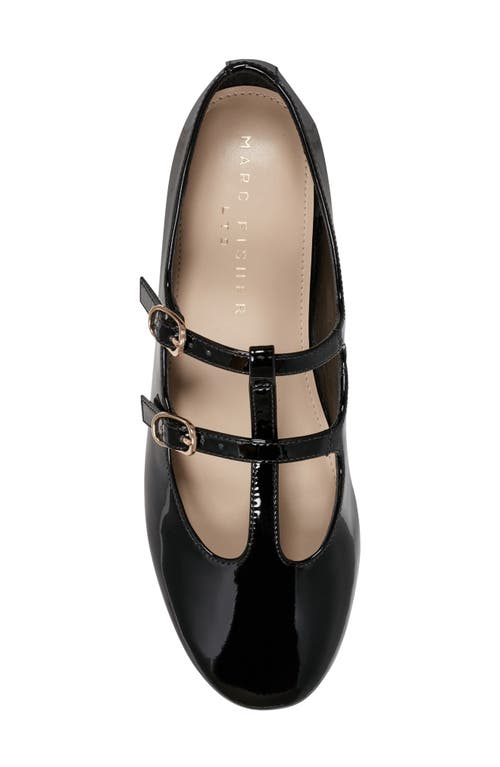 Marc Fisher Ltd Evie T-strap Flat In Black Patent